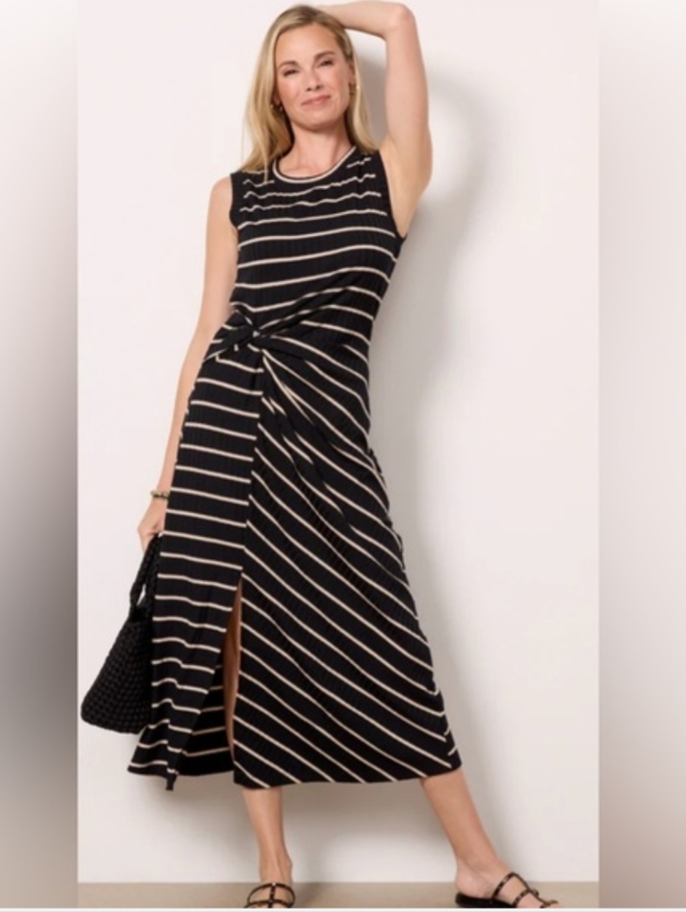 NWT Evereve Gemma Dress XS Black/Tan